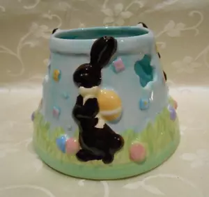 Home Interiors Chocolate Bunny Rabbit Easter Egg Candle Shade Topper - Picture 1 of 4