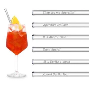 HALM Aperol Spritz Sprüche gravierte Glasstrohhalme mit 6 lustigen Trinksprüch - Bild 1 von 12