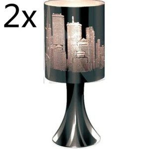 2x Metal Etching New York City Skylines Touch Lamps for Bedside Table 30cmH - Picture 1 of 1