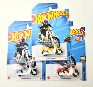 Hot Wheels Honda Super Cub Sky yellow + Blue #87 - 2023+ 2022 #169 Red - 3pcs - Picture 1 of 1