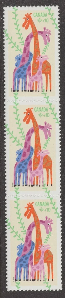 Canada B36 Community Foundation Giraffes P+10 vert strip 3 MNH 2025 - Image 1 of 1