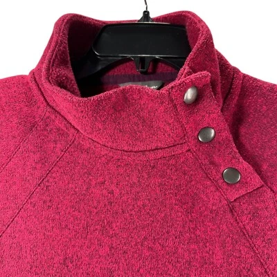 Suéter Pullover Eddie Bauer Púrpura Rojo Cuello A Presión L Magenta Vino Forrado de Vellón Foto 1 de 4