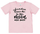 Auntie Loves Me To The Moon & Back Kids Cotton T-Shirt Boy Girl Son Niece Nephew