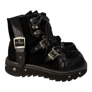 Demonia Emily-278 Stiefeletten schwarz Nieten Plateau mehrere Riemen - Bild 1 von 12