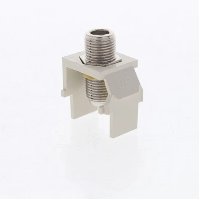Leviton Lt Almond Quickport Nickel F-Type Coaxial Cable Connector Jack 40731-BT - Image 1 of 4
