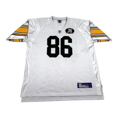 Camiseta de fútbol americano Pittsburgh Steelers para hombre 54 blanca NFL Hines Ward Reebok parche 75 Foto 1 de 4