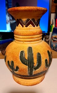 DECORATIVE Southwestern Pottery VASE Desert CACTUS - Picture 1 of 6