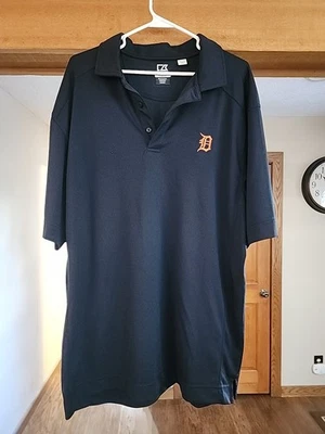 MLB Detroit Tigers Polo Golf Shirt Mens XL Navy Blue Cutter & Buck EUC  - Image 1 of 4
