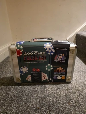 NEW 200 Chip Deluxe Poker Set, Cards case - Image 1 of 2