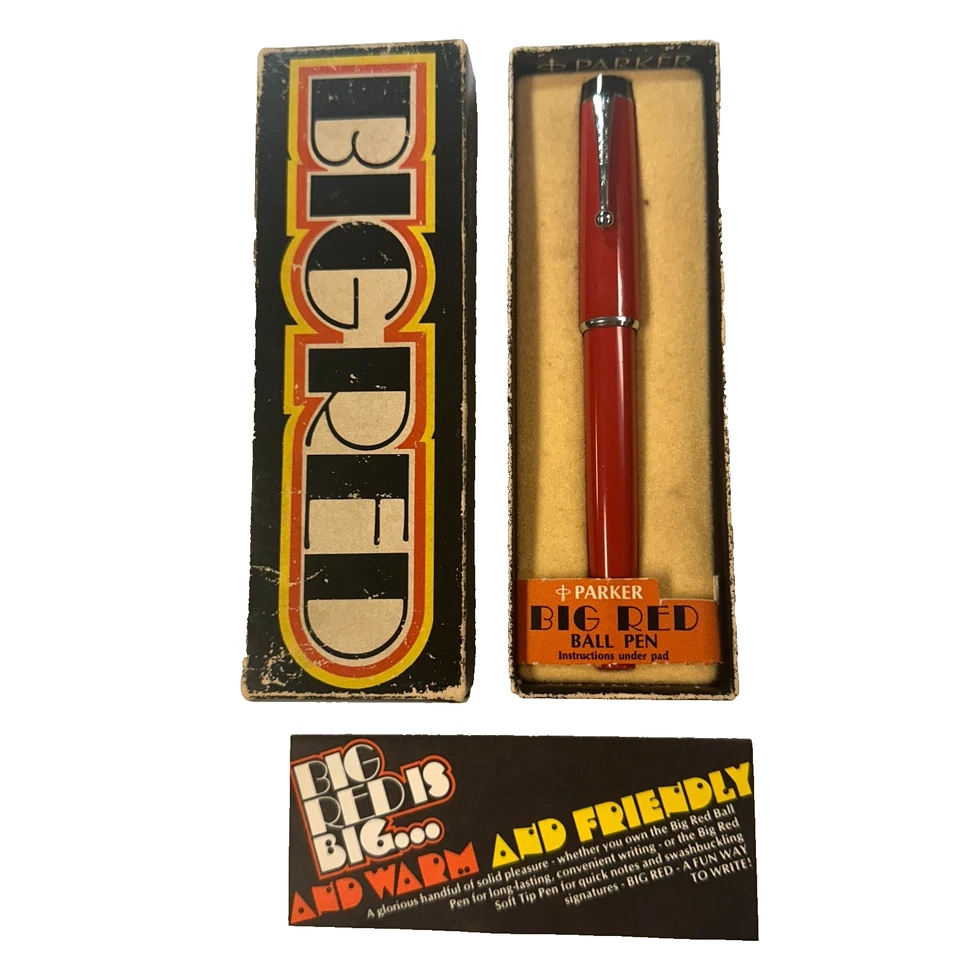 Bolígrafo Parker Big Red de colección • Clip y recorte cromados • Caja original Foto 1 de 4