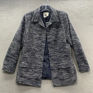 NUEVO SIN ETIQUETAS Norm Thompson Mujer Talla M Blazer Chaqueta Gris Negro Clásico Tweed Sarga - Imagen 1 de 13