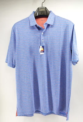 Camisa Polo Johnnie O Prep-Formance UPF 50 Azul Claro Elástica a Rayas Grande Foto 1 de 4