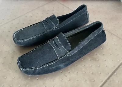 Mocasines de conducción BACCO BUCCI STUDIO de gamuza de cuero azul oscuro para hombre talla 12 Foto 1 de 4