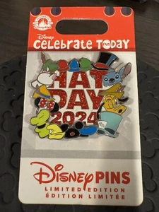 2024 Disney Parks Celebrate Today Hat Day Stitch Goofy Donald Pluto Marie LE Pin - Picture 1 of 3