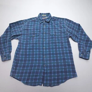 Vtg Anchor Blue Global Workwear WKWR Shirt Mens XL Heavy Cotton Flannel Plaid - Picture 1 of 9