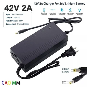 42V 2A Charger 5.5x2.1mm Plug For 36V Li-ion Battery Ebike Electric Bike Bicycle - Picture 1 of 12