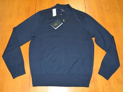 Brooks Brothers Saxxon Wool Half Zip Pullover Sweater Navy NWT $198 - Image 1 of 4