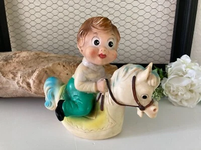 724⚜️Ancien Jouet Pouet Pouet Cheval à Bascule Caoutchouc Vintage H18Cm ART 359 - Photo 1/4