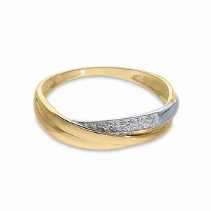 Juego de anillos cruzados de diamantes de oro de 9 quilates y 3 colores talla R - Imagen 1 de 4