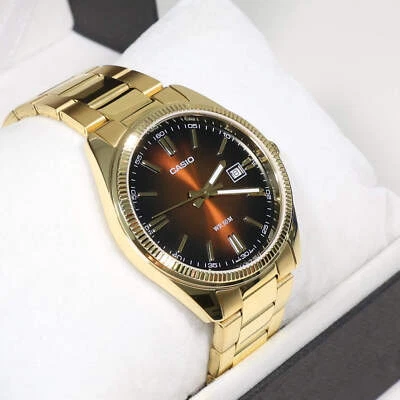 Reloj Casio Hombre Vintage Esfera Marrón Tono Dorado Acero Inoxidable MTP-1302PGC-5AVEF Foto 1 de 4