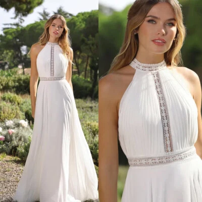 Weiß Brautkleid Hochzeitskleid Chiffon Feierliche Hochzeit Kleid 38 40 42 44 - Bild 1 von 4