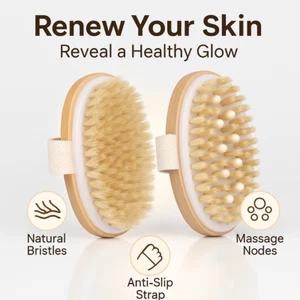 2 Pack Dry Body Brush Natural Bristle Exfoliating & Massage Brush for Skin Care - Picture 1 of 9