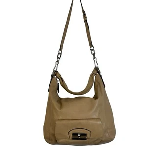 Coach Kristin Hobo Crossbody Top Handle Bag Tan Brown Large Leather Adjustable - Picture 1 of 17