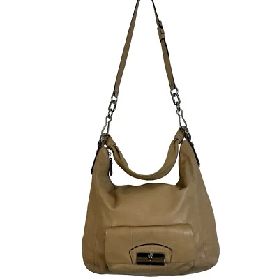 Coach Kristin Leather Hobo Shoulder Bag Purse Crossbody 14769 Tan Taupe Large - Image 1 of 4