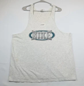 Vintage 90s Heather Gray Green Nike Tank Top XL Center Logo Y2K Rare Swoosh - Picture 1 of 8