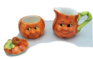 Set crema crema e zucchero zucca antropomorfa vintage - mai usato! - Foto 1 di 4