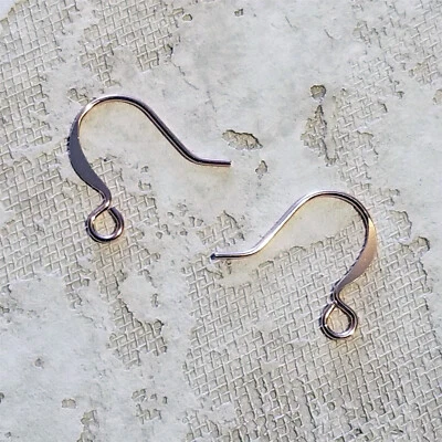 Розовое золото 14K покрытием простоя плоский рыболовный крюк серьги крючки фурнитура 10 шт. - Изображение 1 из 4