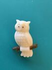 Vintages Avon Lucky Friends White Owl on Branch Lapel Tac Pin