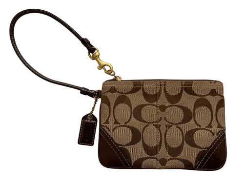 Portafoglio Coach Signature Marrone Monete Cash Zip ID Piccolo Donna Lusso Logo Designer