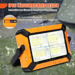 LED Arbeitsleuchte Akku Aufladbar Werkstattlampe Baustrahler Flutlicht Solar DE - Bild 1 von 56