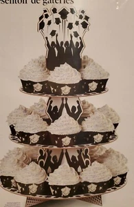 WILTON GRADUATION TREAT STAND Decoración de fiestas BLANCO Y NEGRO PARA CUPCAKES COOKIE - Imagen 1 de 3