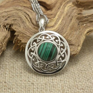 Ciondolo Solstizio Celtico Irlandese con Collana Malachite di Boru Ireland in Scatola - Foto 1 di 8
