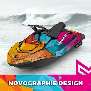 Seadoo Spark trixx Bombardier 2up + 3up Jet Ski Graphic Kit Decal Wrap colorful - Picture 1 of 4