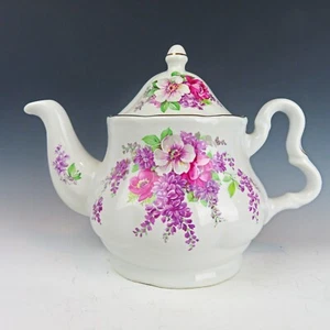 Royal Caldona Ceracraft Floral Teapot England 7.5" Hand Decorated Porcelain - Picture 1 of 9