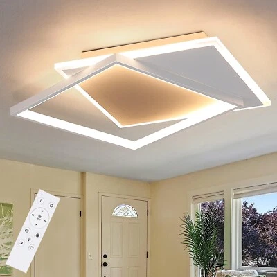 ZMH LED Deckenleuchte Wohnzimmer Deckenlampe Dimmbar Quadratisch Weiß Lampe Büro