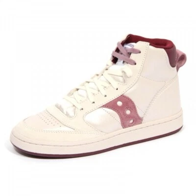 NEW SAUCONY Jazz Court High Woman Sneakers Beige Purple Leather Suede Satin 9.5 - Image 1 of 4