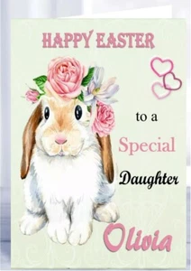Personalised Easter Bunny Card daughter sister granddaughter sister niece - Picture 1 of 2