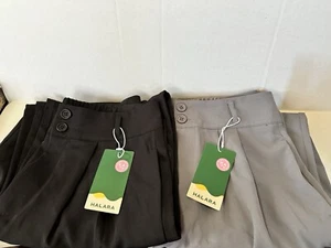 Halara High Waisted Straight Wide leg Pants Size M Petite NWT 2 Pair Blk & Grey - Picture 1 of 17