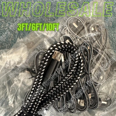 Lote de cables de sincronización de datos cargador rápido micro USB de 3/6/10 pies para Samsung Android LG Foto 1 de 4