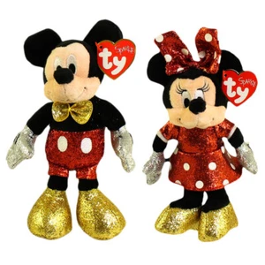 TY Beanie Babies - Disney Sparkle - MICKEY & MINNIE MOUSE (Sparkle - Red) (6 in) - Picture 1 of 1