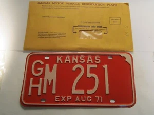 *Unused* LICENSE PLATE Car Tag 1971 KANSAS GH M 251 [Z259] - Imagen 1 de 1