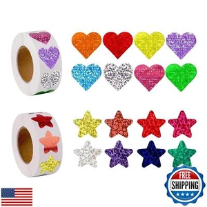 1000 PCS Incentive Stickers, Tekalobr Glitter Star and Heart Stickers, Reward - Picture 1 of 5