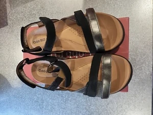Cobb Hill Women's Rubey Instep 3-Strap Sandal, CI0173, Black 9W Party Time! - Picture 1 of 4
