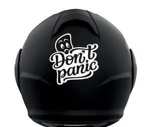 DON'T PANIC VINYL ABZIEHBILD AUFKLEBER HELM MOTORRAD AUTO STOßSTANGE FENSTER LAPTOP WEISS - Bild 1 von 1