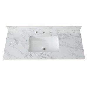 49"x22"Bathroom Vanity Top,sintered stone carra white Barthroom Vanity Sink To - Picture 1 of 7