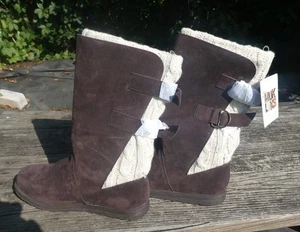 Muk Luks Water-Repellent Suede Chocolate Size 8 M NEW - Picture 1 of 17